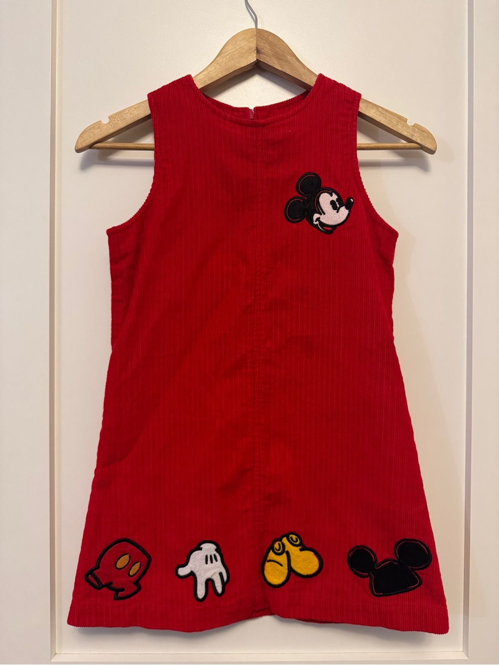 Vintage Walt Disney World Red corduroy jumper Micky Mouse Dress M